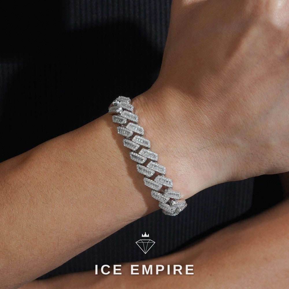 Iced Out Baguette Gold Plated Moissanite Cuban Chain