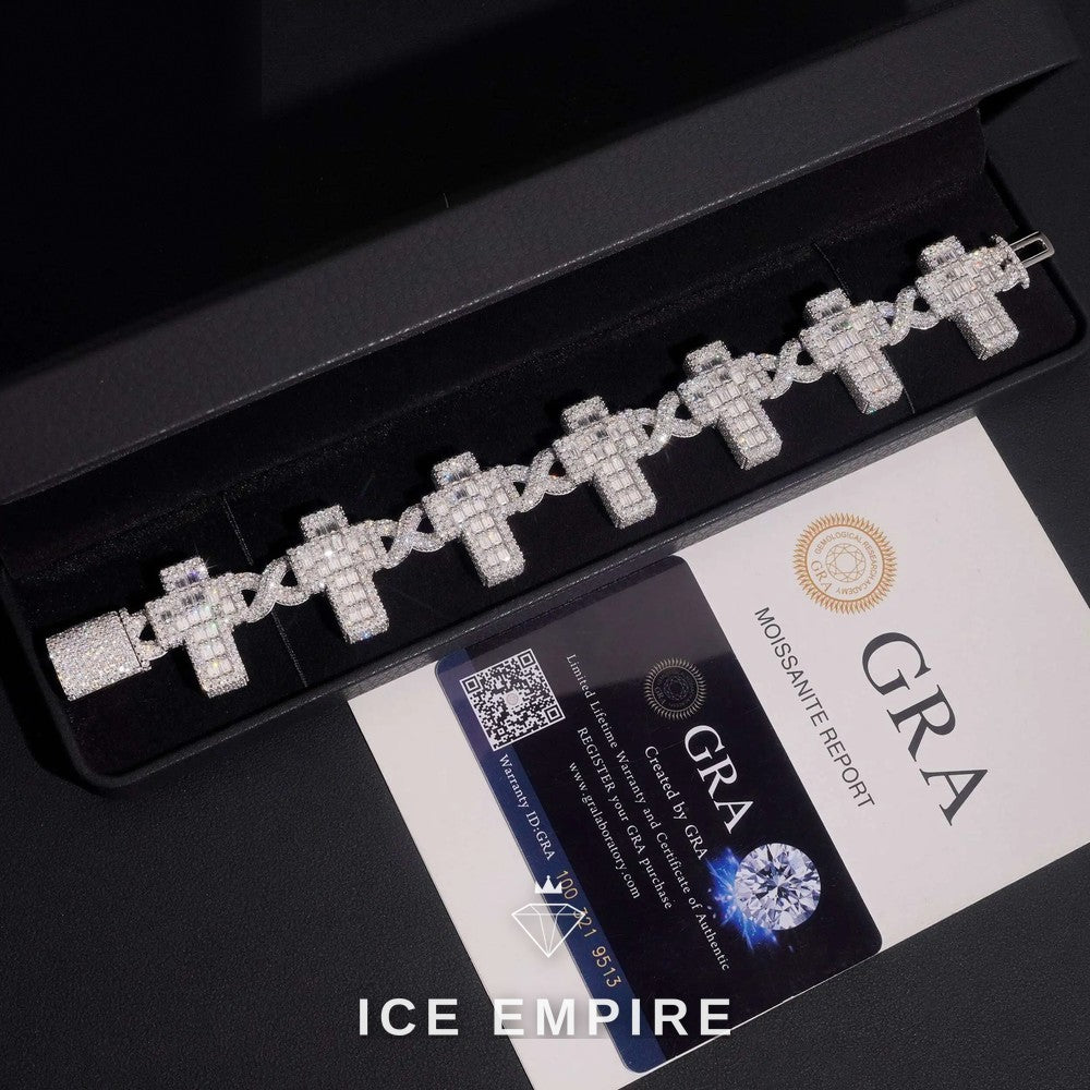 Iced Out Baguette Rose Gold Plated Moissanite Cuban Chain