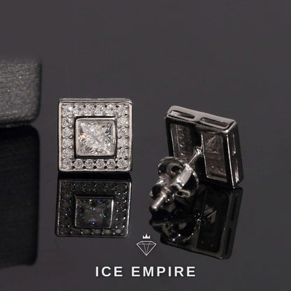 Iced Out 925 Silver Moissanite Stud Earrings