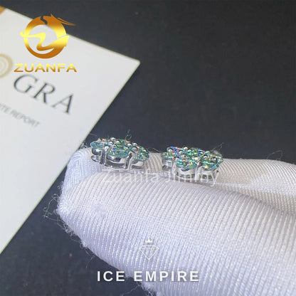Iced Out Cluster 925 Silver Moissanite Stud Earrings