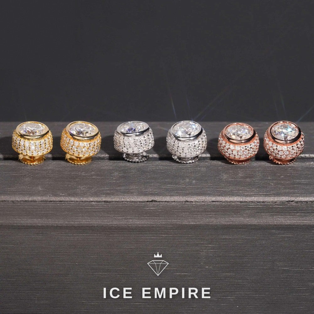 Iced Out 18K Gold Moissanite Stud Earrings