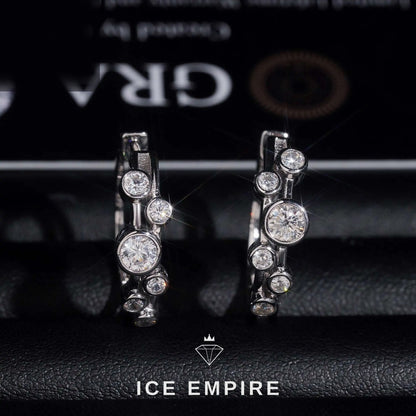 Iced Out Cluster 925 Silver Moissanite Hoop Earrings