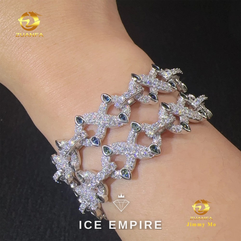 Iced Out 925 Silver Moissanite Cuban Chain