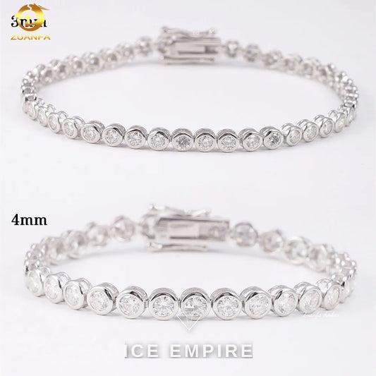 Iced Out 925 Silver Moissanite Tennis Chain