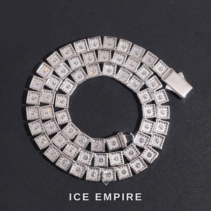 Iced Out Cluster Gold Plated Moissanite Cuban Chain