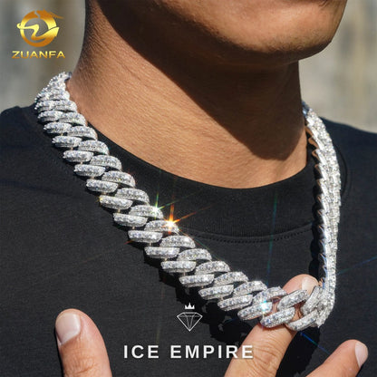 Iced Out Baguette 18K Gold Moissanite Cuban Chain