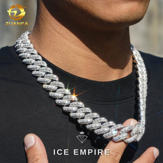 Iced Out Baguette 18K Gold Moissanite Cuban Chain