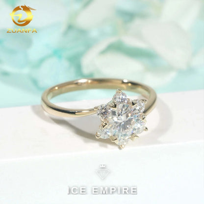 Iced Out 9K Gold Moissanite Engagement Ring