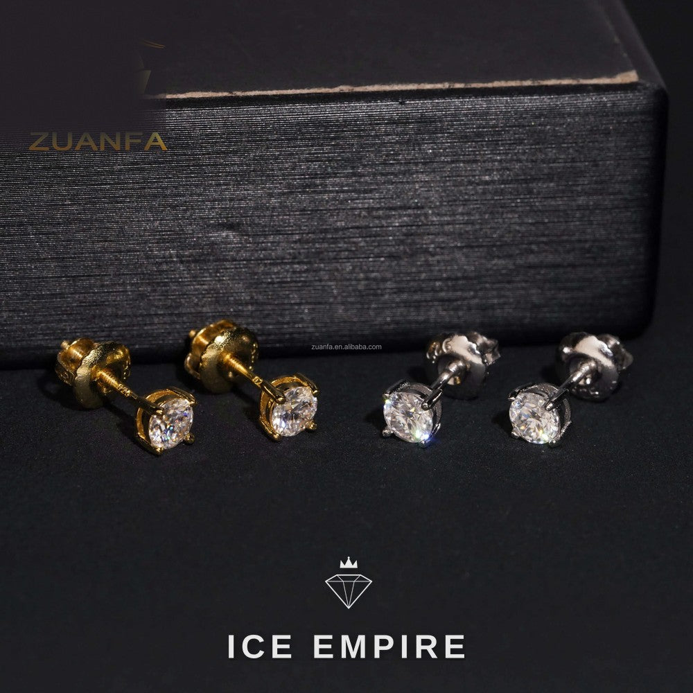 Iced Out Gold Plated Moissanite Stud Earrings