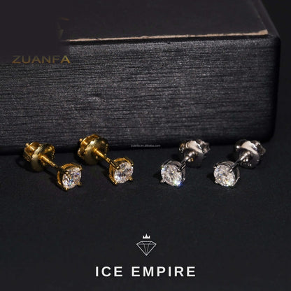 Iced Out Gold Plated Moissanite Stud Earrings