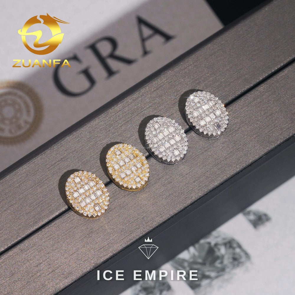 Iced Out Gold Plated Moissanite Stud Earrings
