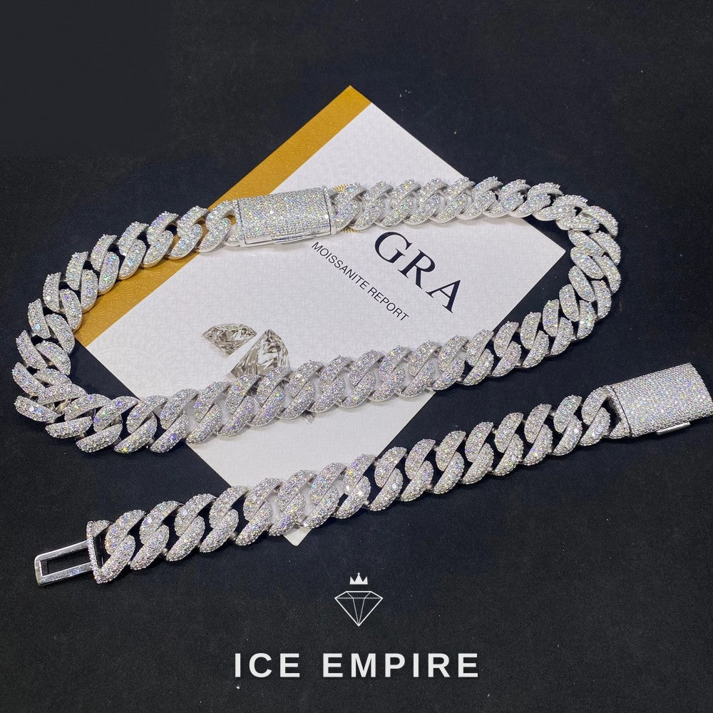 Iced Out Rose Gold Moissanite Cuban Chain