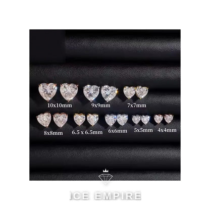 Iced Out Heart 925 Silver Moissanite Earrings