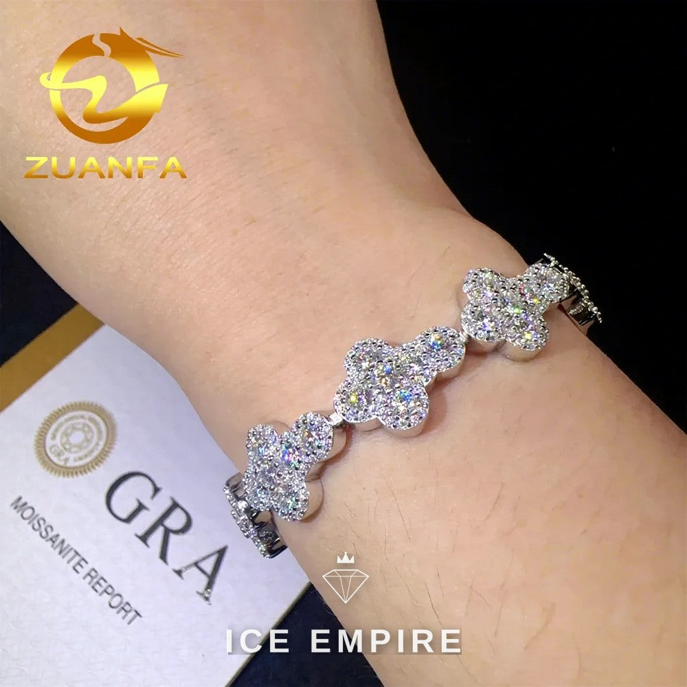 Iced Out Cross Rose Gold Plated Moissanite Cuban Chain
