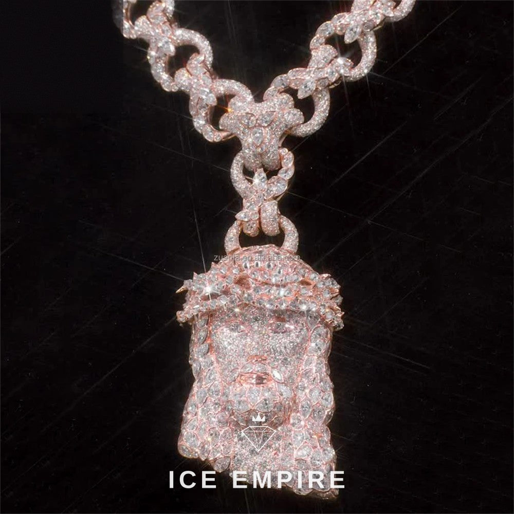 Iced Out Rose Gold Moissanite Pendant