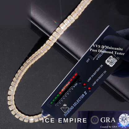 Iced Out Baguette Rose Gold Plated Moissanite Cuban Chain
