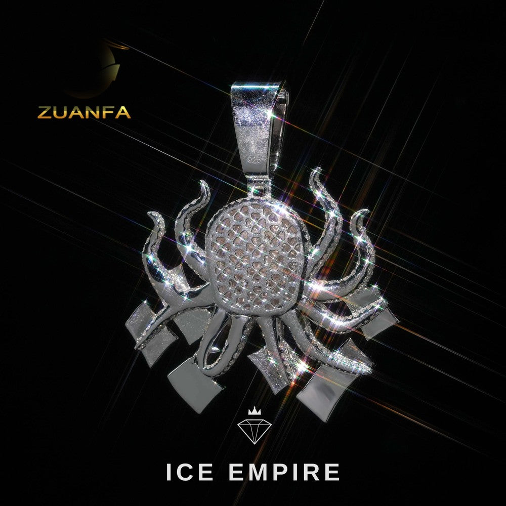 Iced Out Baguette 925 Silver Moissanite Pendant