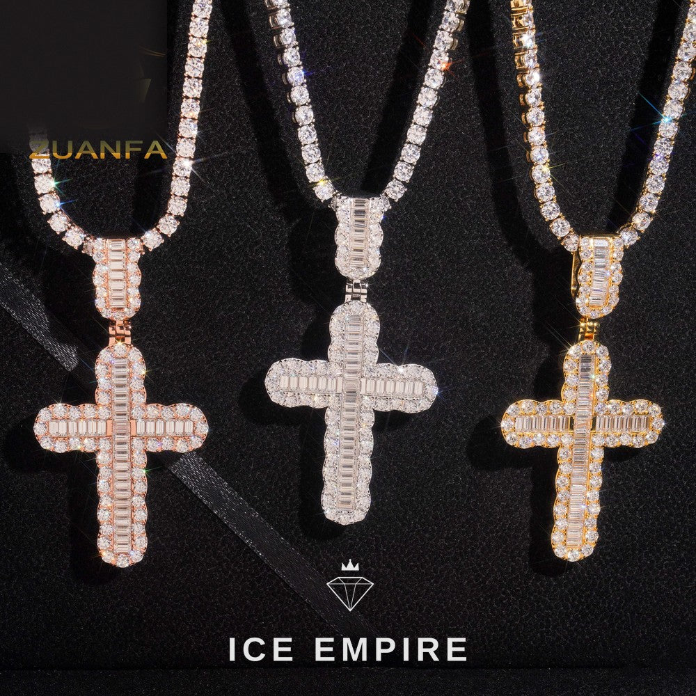 Iced Out Baguette Rose Gold Plated Moissanite Pendant