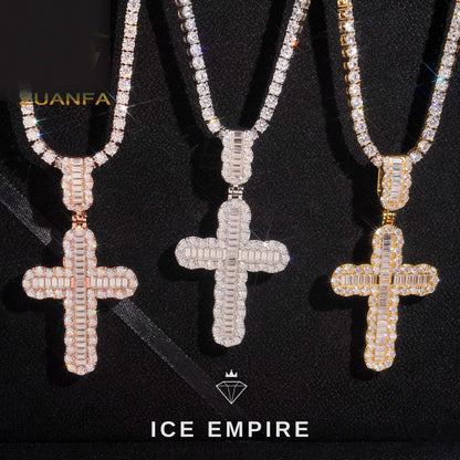 Iced Out Baguette Rose Gold Plated Moissanite Pendant