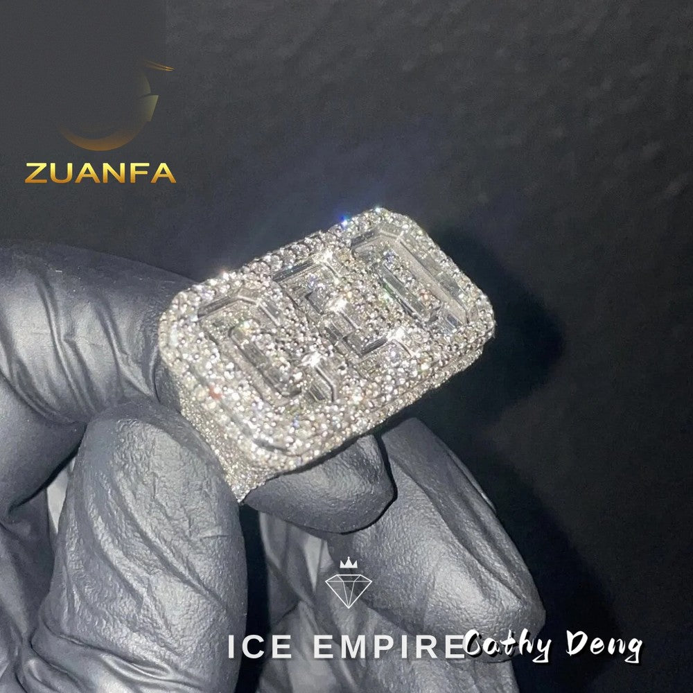 Iced Out Baguette 925 Silver Moissanite Ring