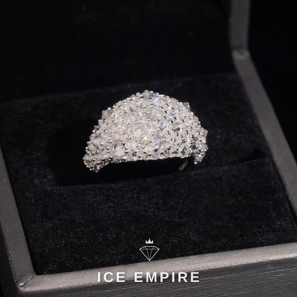 Iced Out 925 Silver Moissanite Ring