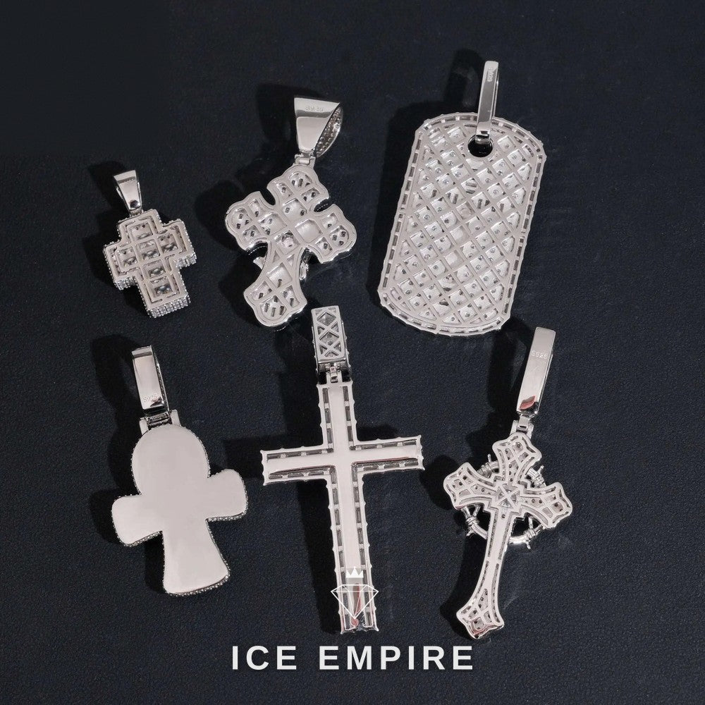 Iced Out Cross Gold Plated Moissanite Pendant