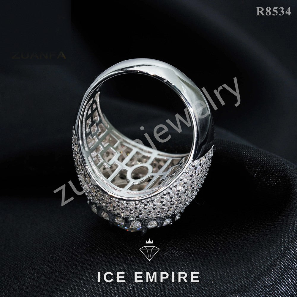 Iced Out Cluster Gold Plated Moissanite Ring