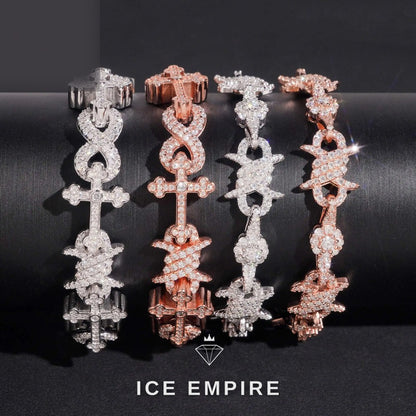 Iced Out Cross Rose Gold Plated Moissanite Tennis Bracelet
