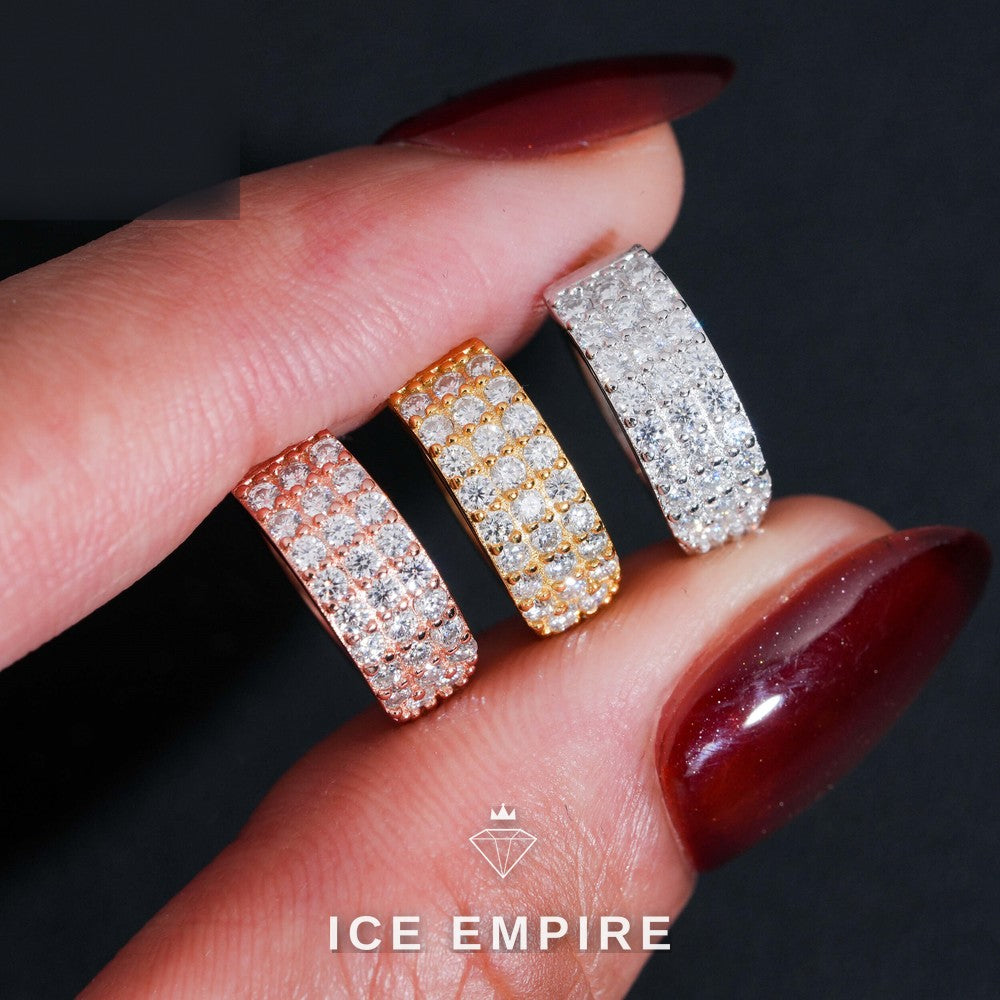 Iced Out 925 Silver Moissanite Hoop Earrings