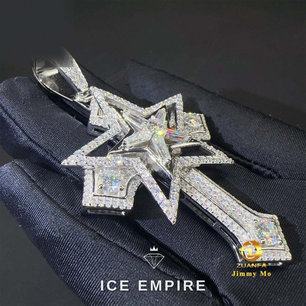 Iced Out Cross 925 Silver Pendant