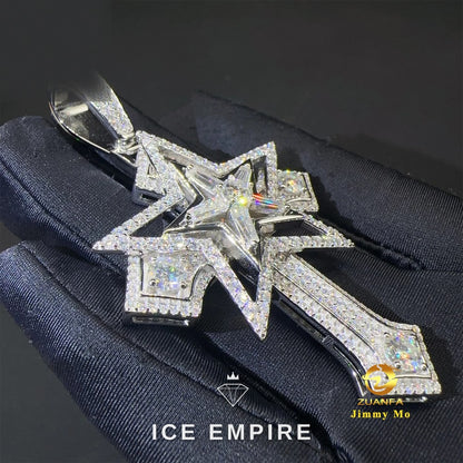 Iced Out Cross 925 Silver Pendant