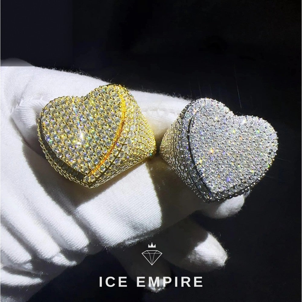 Iced Out Heart Gold Plated Moissanite Ring