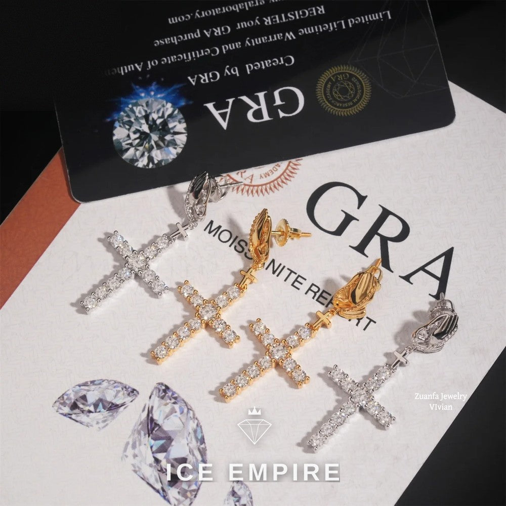 Iced Out 925 Silver Moissanite Earrings