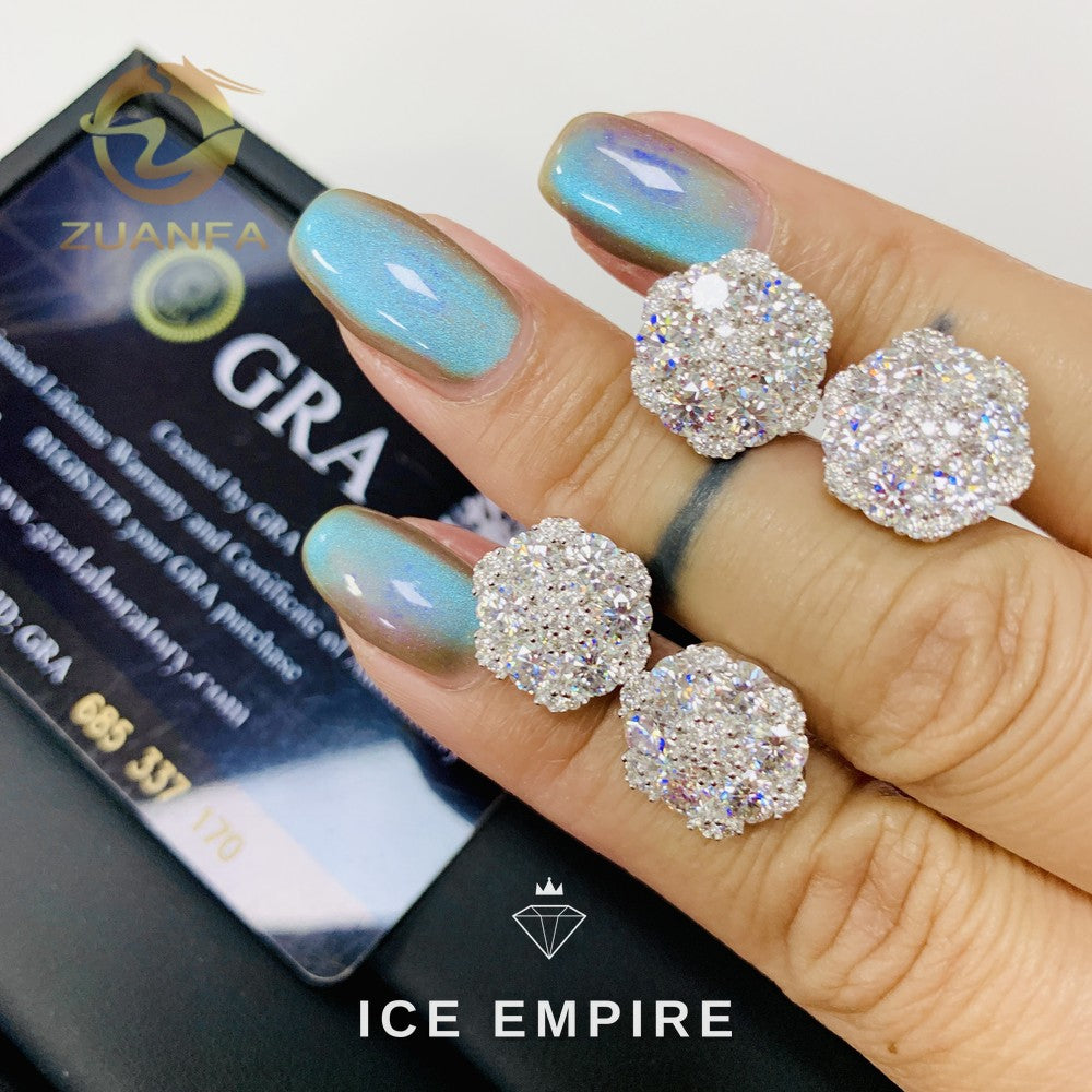 Iced Out 925 Silver Moissanite Earrings