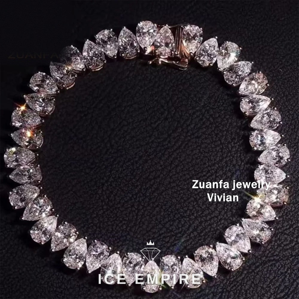 Iced Out Cross Rose Gold Plated Moissanite Cuban Chain