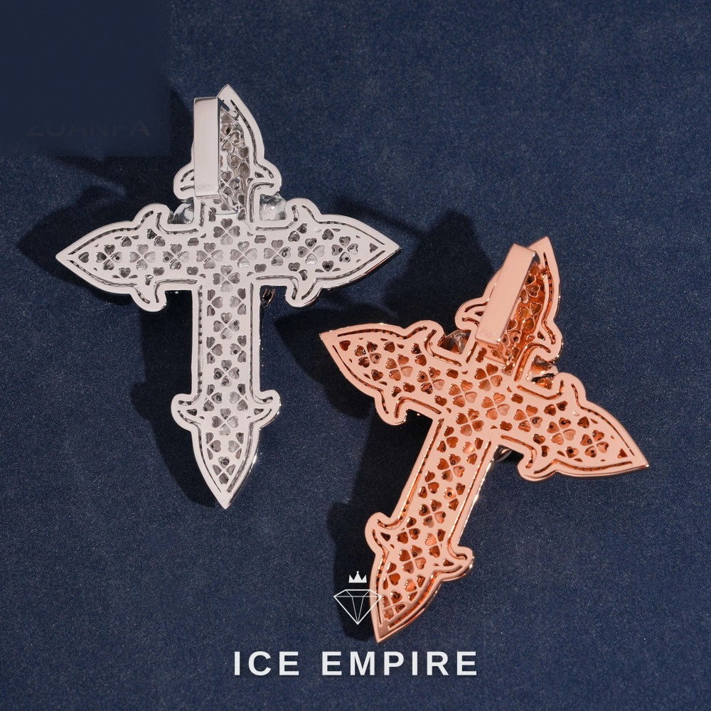 Iced Out Cross 925 Silver Pendant