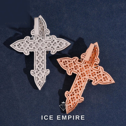 Iced Out Cross 925 Silver Pendant