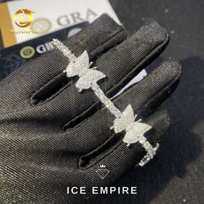 Iced Out Heart Rose Gold Plated Moissanite Cuban Chain