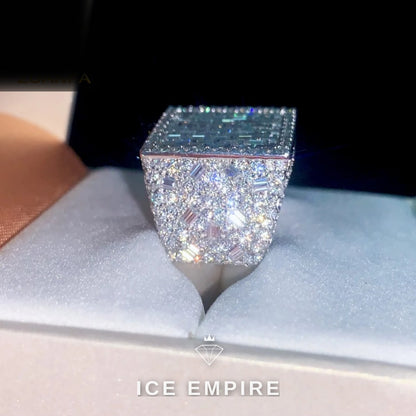 Iced Out Baguette 925 Silver Moissanite Ring