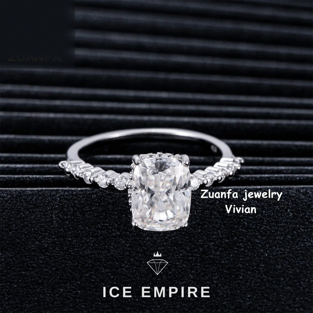 Iced Out 925 Silver Moissanite Wedding Band