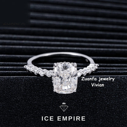 Iced Out 925 Silver Moissanite Wedding Band