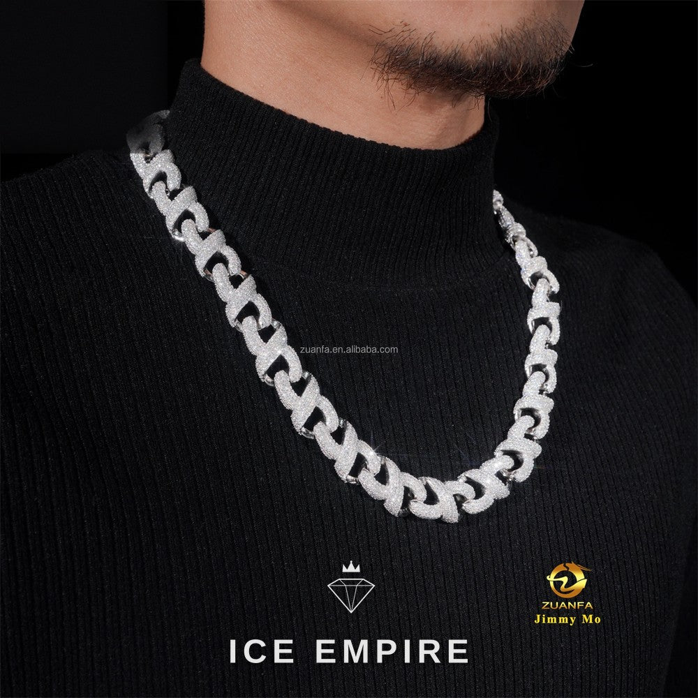 Iced Out 925 Silver Moissanite Cuban Chain