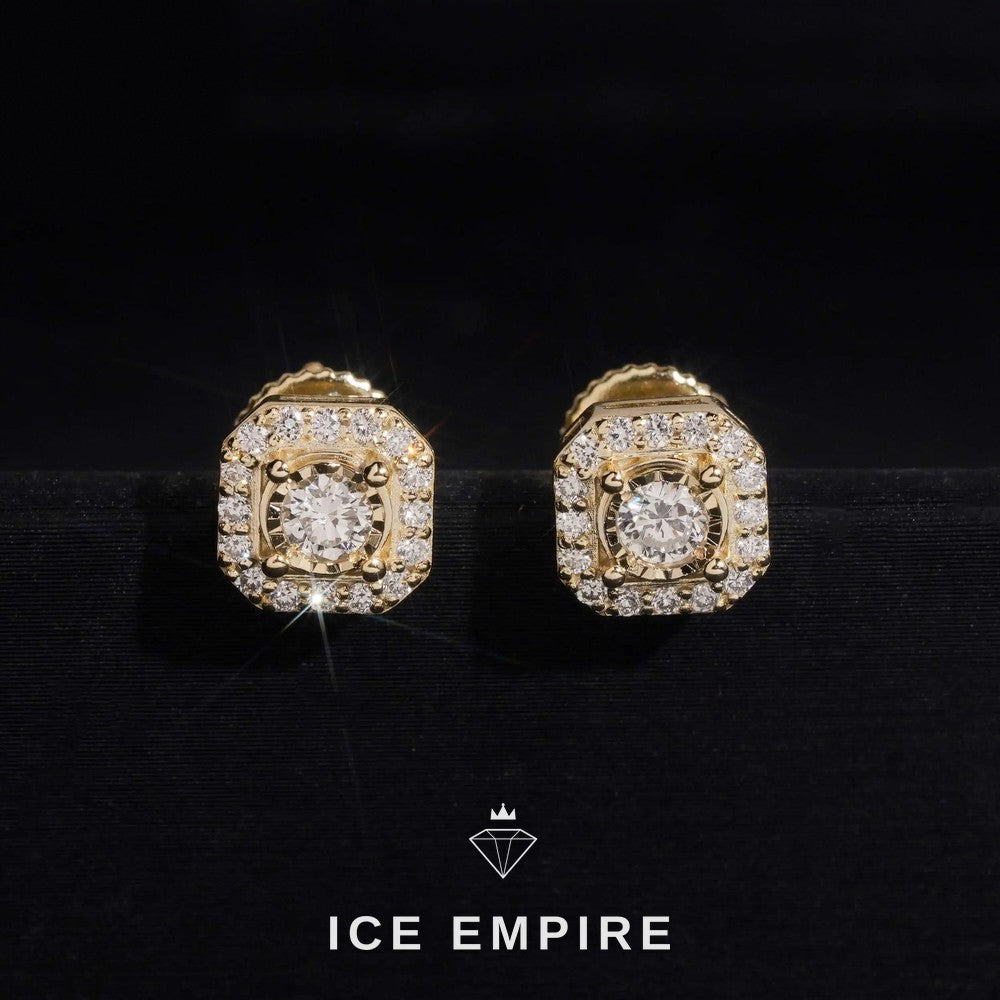 Iced Out Rose Gold Plated Lab Grown Diamond Stud Earrings