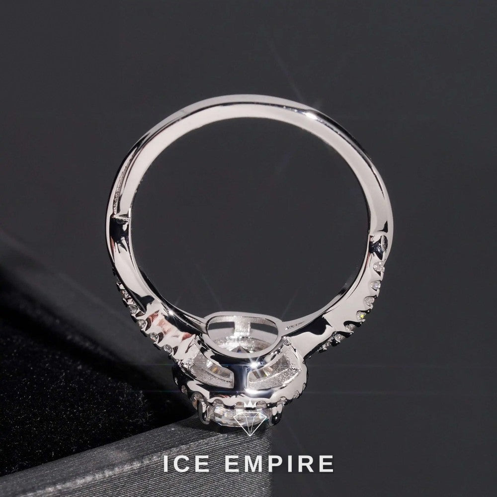 Iced Out Cluster 18K Gold Moissanite Wedding Band