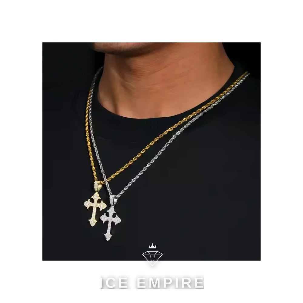Iced Out Cross 925 Silver Pendant