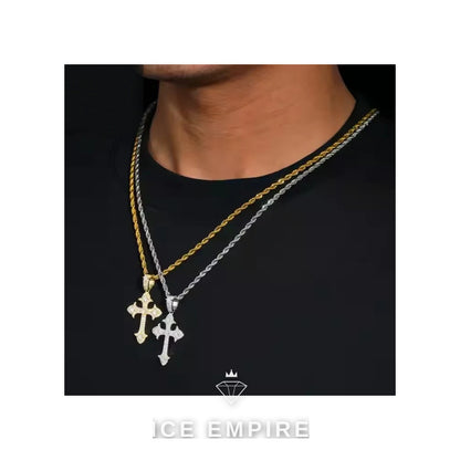 Iced Out Cross 925 Silver Pendant