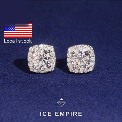 Iced Out Gold Plated Moissanite Stud Earrings