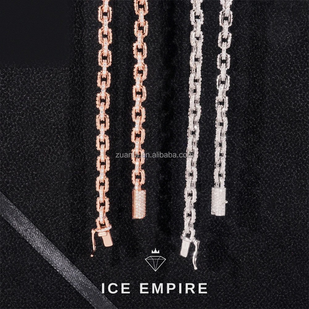 Iced Out Rose Gold Plated Moissanite Cuban Chain