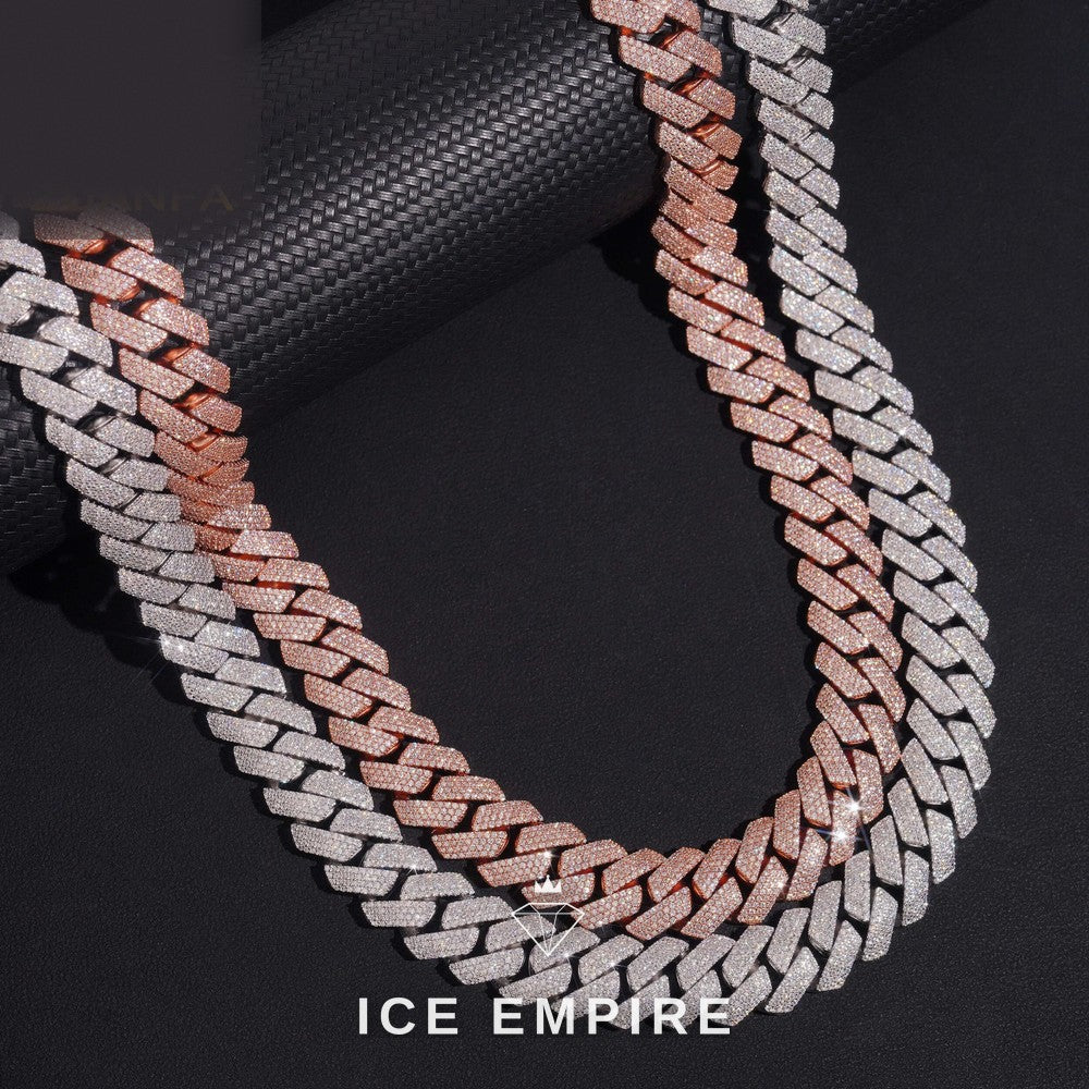 Iced Out Rose Gold Plated Moissanite Cuban Chain