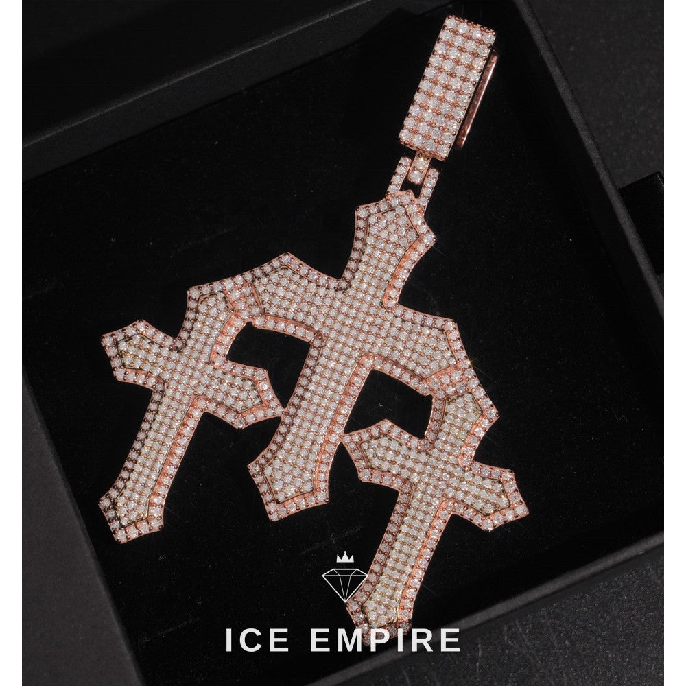Iced Out Cross 925 Silver Pendant
